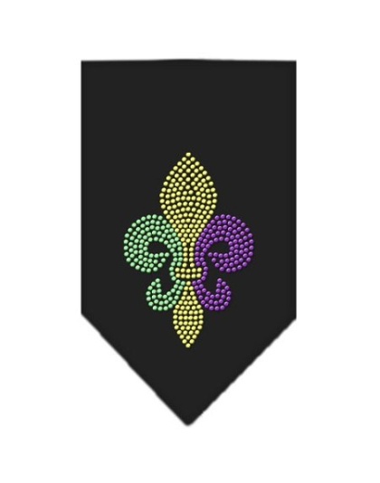 Mardi Gras Fleur De Lis Rhinestone Bandana Black Large