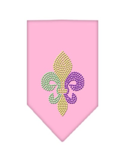 Mardi Gras Fleur De Lis Rhinestone Bandana Light Pink Large