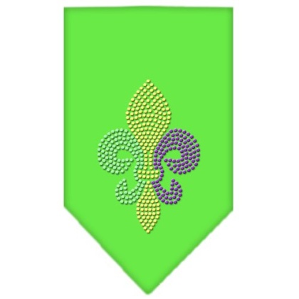 Mardi Gras Fleur De Lis Rhinestone Bandana Lime Green Large