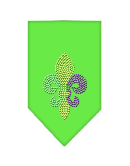 Mardi Gras Fleur De Lis Rhinestone Bandana Lime Green Large