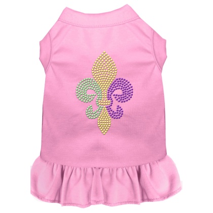 Mardi Gras Fleur De Lis Rhinestone Dress Light Pink 4X