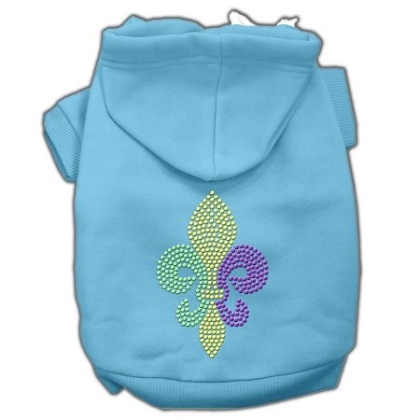 Mardi Gras Fleur De Lis Rhinestone Hoodies Baby Blue L