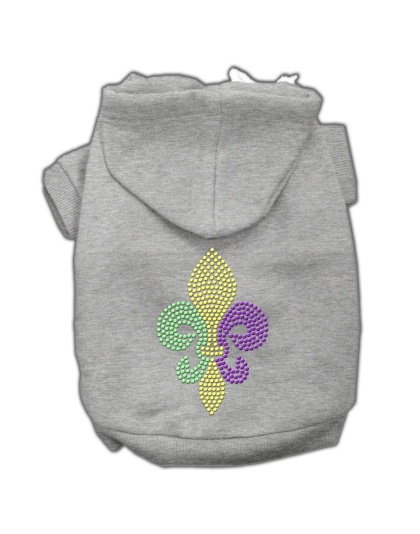 Mardi Gras Fleur De Lis Rhinestone Hoodies Grey L