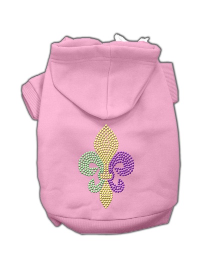 Mardi Gras Fleur De Lis Rhinestone Hoodies Pink L