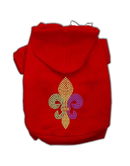 Mardi Gras Fleur De Lis Rhinestone Hoodies Red L