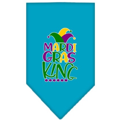 Mardi Gras King Screen Print Mardi Gras Bandana Turquoise Large