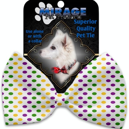 Mardi Gras Polka Dots Pet Bow Tie