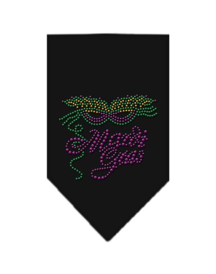 Mardi Gras Rhinestone Bandana Black Large