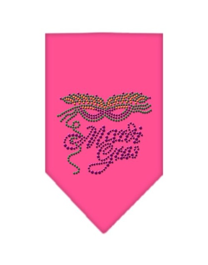 Mardi Gras Rhinestone Bandana Bright Pink Large