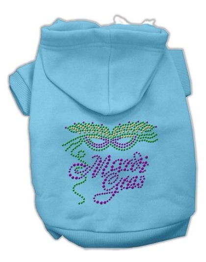 Mardi Gras Rhinestud Hoodies Baby Blue L