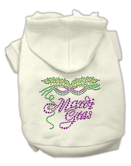 Mardi Gras Rhinestud Hoodies Cream L