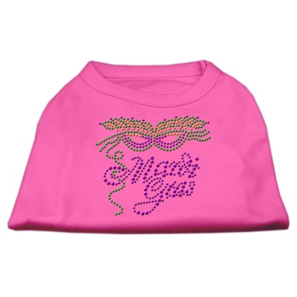 Mardi Gras Rhinestud Shirt Bright Pink L