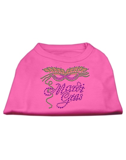 Mardi Gras Rhinestud Shirt Bright Pink L