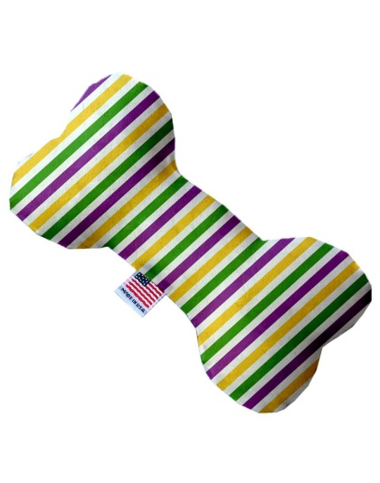 Mardi Gras Stripes 10 inch Canvas Bone Dog Toy