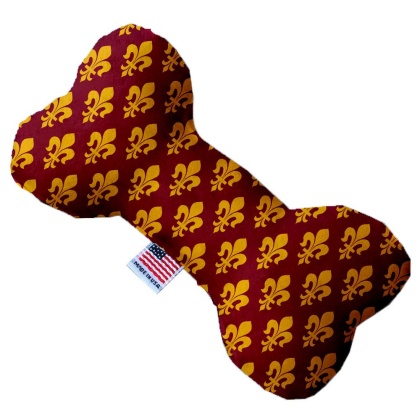 Maroon Fleur de Lis 10 inch Canvas Bone Dog Toy