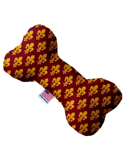 Maroon Fleur de Lis 10 inch Canvas Bone Dog Toy