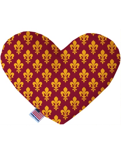 Maroon Fleur de Lis 6 inch Canvas Heart Dog Toy