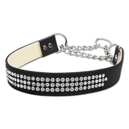 Martingale 3 Row Crystal Collar Black Large