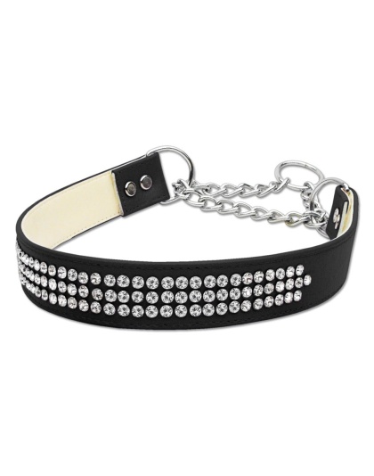 Martingale 3 Row Crystal Collar Black Large