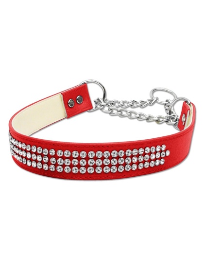 Martingale 3 Row Crystal Collar Red Large