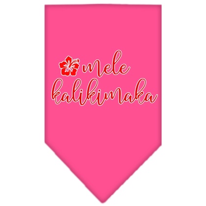 Mele Kalikimaka Screen Print Bandana Bright Pink Large