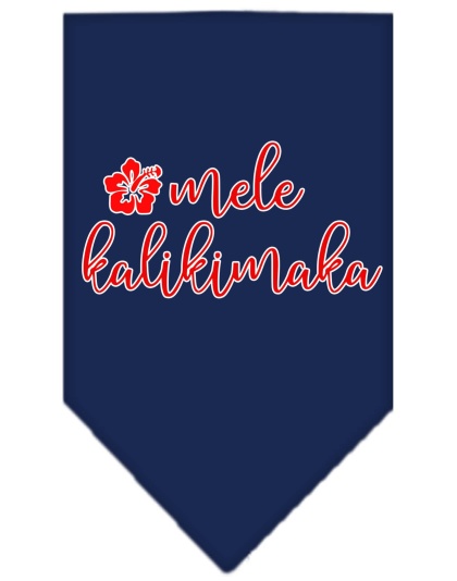 Mele Kalikimaka Screen Print Bandana Navy Blue large