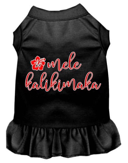 Mele Kalikimaka Screen Print Dog Dress Black 4X