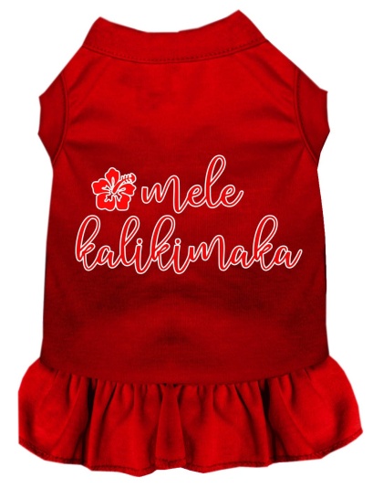 Mele Kalikimaka Screen Print Dog Dress Red 4X