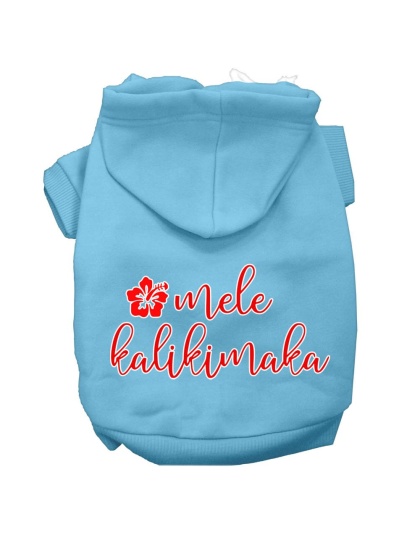 Mele Kalikimaka Screen Print Dog Hoodie Baby Blue L