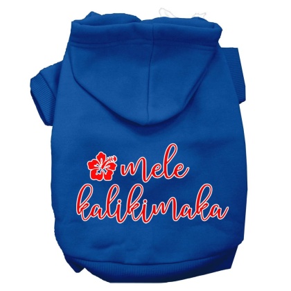 Mele Kalikimaka Screen Print Dog Hoodie Blue L