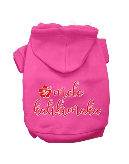 Mele Kalikimaka Screen Print Dog Hoodie Bright Pink L