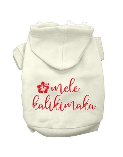 Mele Kalikimaka Screen Print Dog Hoodie Cream L