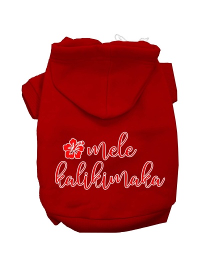 Mele Kalikimaka Screen Print Dog Hoodie Red L