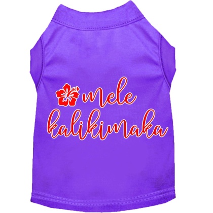 Mele Kalikimaka Screen Print Dog Shirt Purple Lg