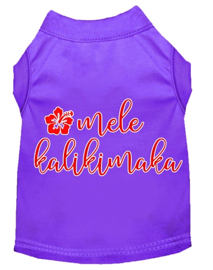 Mele Kalikimaka Screen Print Dog Shirt Purple Lg