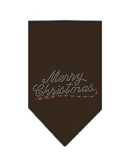 Merry Christmas Rhinestone Bandana Cocoa Large