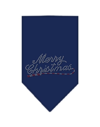 Merry Christmas Rhinestone Bandana Navy Blue large