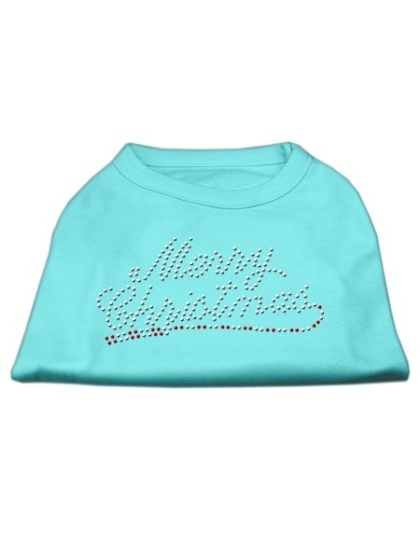 Merry Christmas Rhinestone Shirt Aqua L