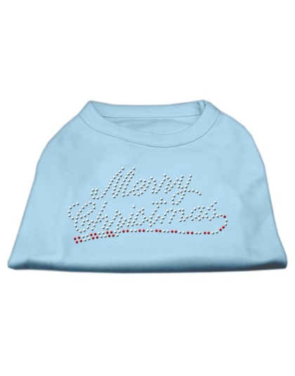 Merry Christmas Rhinestone Shirt Baby Blue L