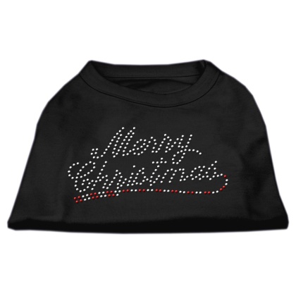 Merry Christmas Rhinestone Shirt Black L