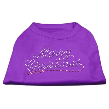 Merry Christmas Rhinestone Shirt Purple L