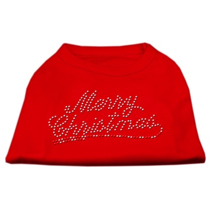 Merry Christmas Rhinestone Shirt Red L