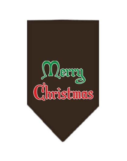 Merry Christmas Screen Print Bandana Cocoa Large