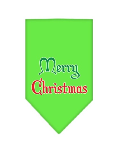 Merry Christmas Screen Print Bandana Lime Green Large