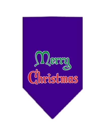 Merry Christmas Screen Print Bandana Purple Large