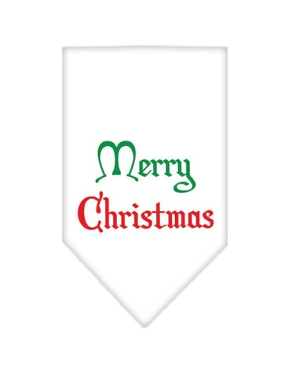 Merry Christmas Screen Print Bandana White Large