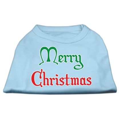 Merry Christmas Screen Print Shirt Baby Blue Lg