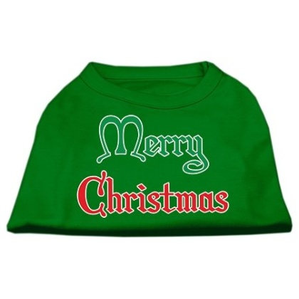 Merry Christmas Screen Print Shirt Emerald Green Lg