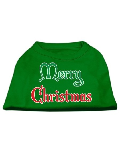 Merry Christmas Screen Print Shirt Emerald Green Lg