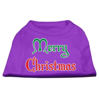 Merry Christmas Screen Print Shirt Purple Lg